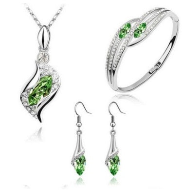New Angel Elf Earrings Necklace Bracelet Three-piece Austria Crystal Jewelry Set