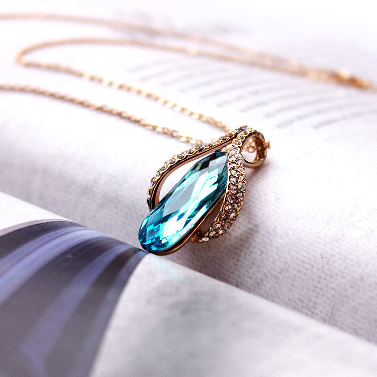 Gold-Plated Diamond Earrings Pendant Set