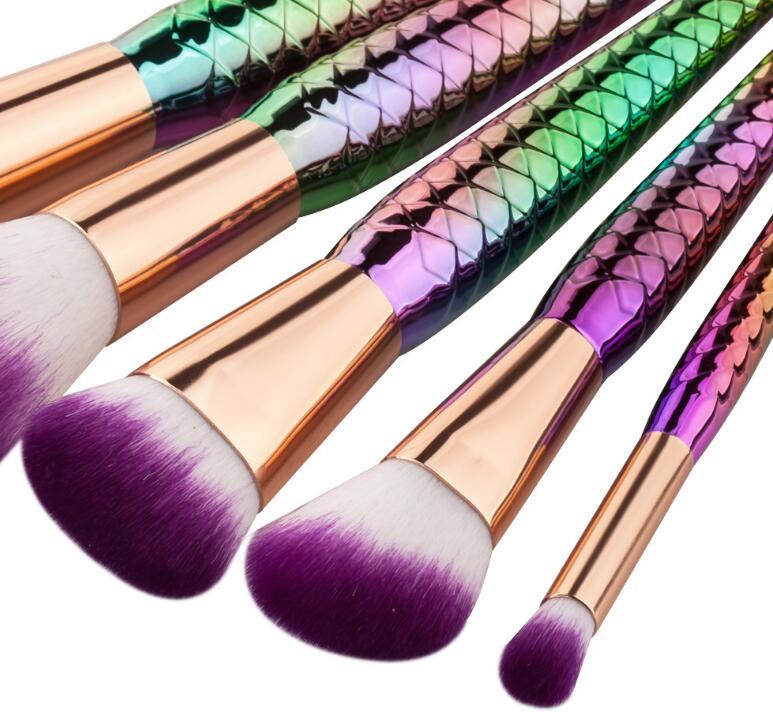 5 Mermaid Makeup Brushes Set Beauty Tools Makeup Fish Type Powder Brush