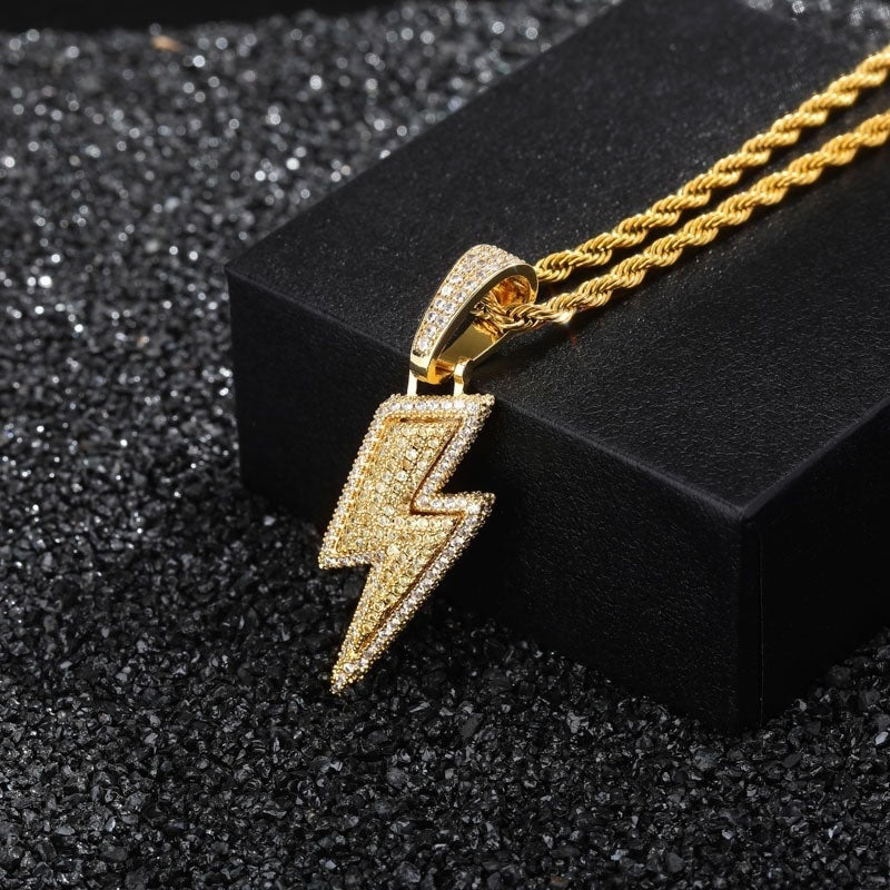 Fashion And Trendy Lightning Hip Hop Zircon Pendant