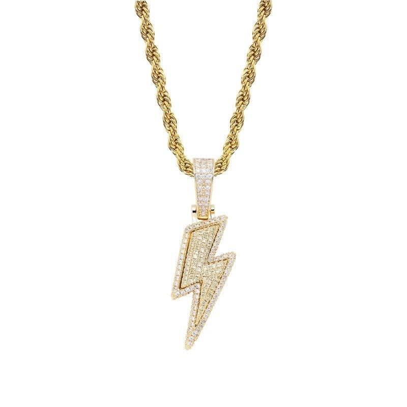 Fashion And Trendy Lightning Hip Hop Zircon Pendant