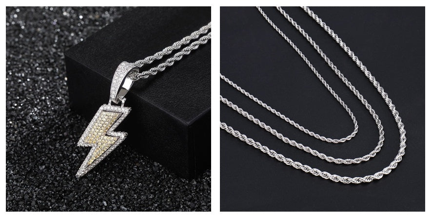 Fashion And Trendy Lightning Hip Hop Zircon Pendant