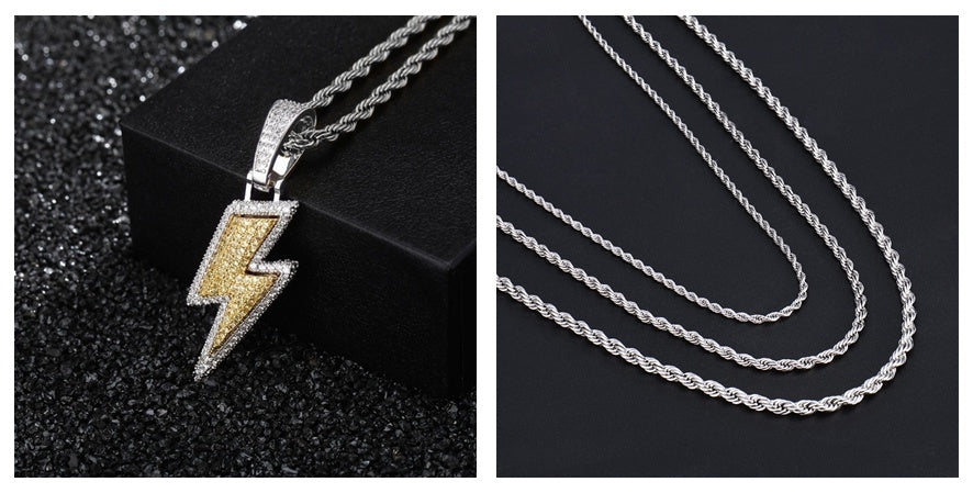 Fashion And Trendy Lightning Hip Hop Zircon Pendant