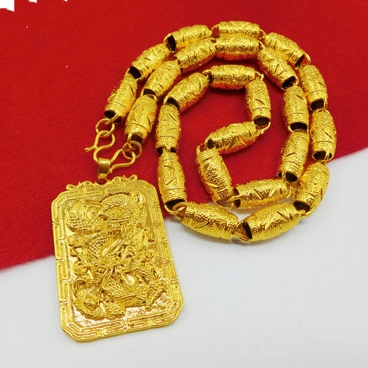 Mens Solid Zodiac Dragon Pendant