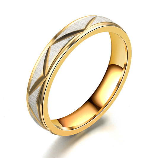 Titanium Steel Couple Ring 24K Gold Stainless Steel Ring
