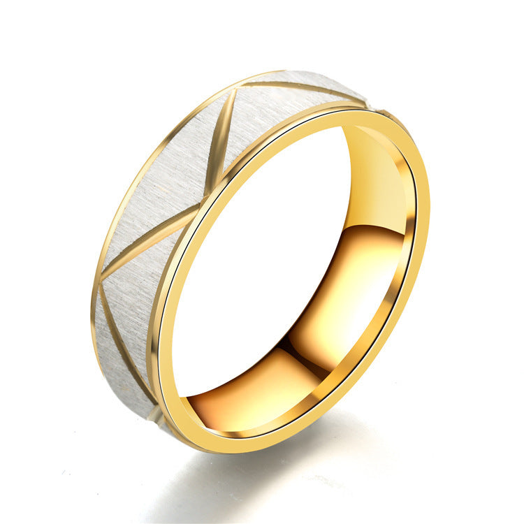 Titanium Steel Couple Ring 24K Gold Stainless Steel Ring