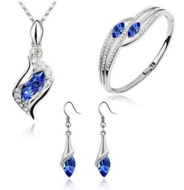 New Angel Elf Earrings Necklace Bracelet Three-piece Austria Crystal Jewelry Set