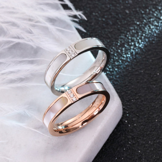 Fashion Three Diamond Shell Ring
