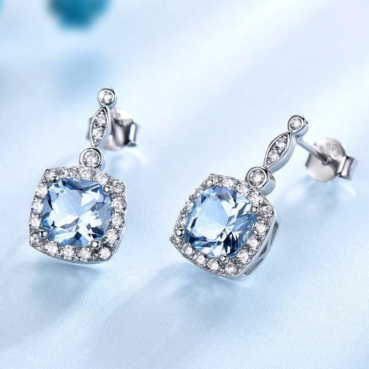 Sterling Silver Necklace Sky Blue Topaz Four-Piece Set