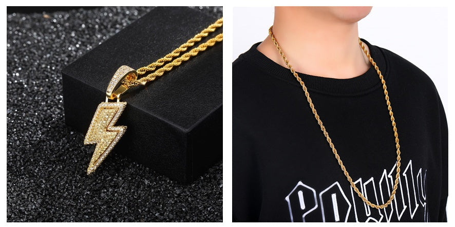 Fashion And Trendy Lightning Hip Hop Zircon Pendant
