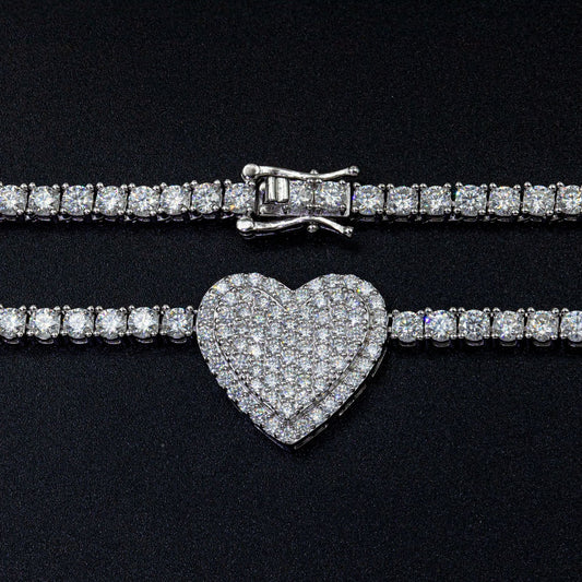 Moissani Hip-hop Personalized Rose Necklace Silver Set