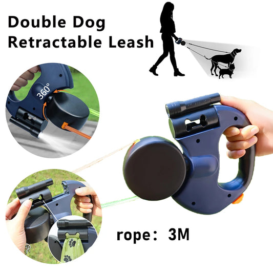 Dual Dog Leash with LED Light