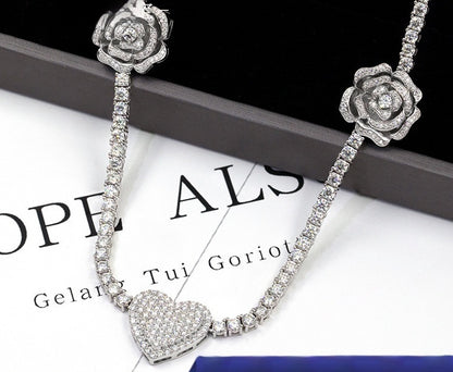 Moissani Hip-hop Personalized Rose Necklace Silver Set