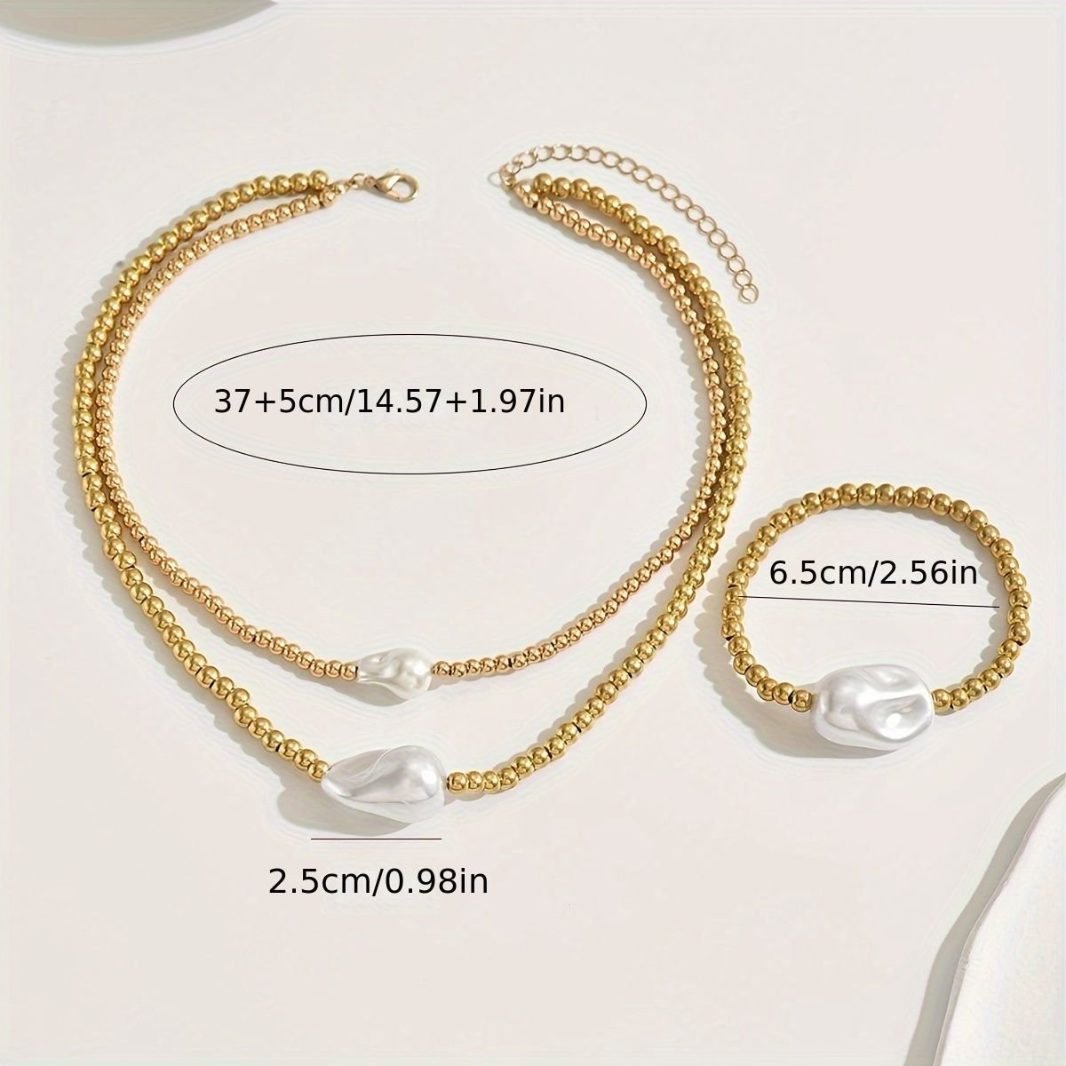 Lxalry Gold Electroplated Layered Jewelry Set, Handmade Necklace & Bracelet Duo, Lightweight Stackable Gift For Everyday Elegance & Evening Glamour