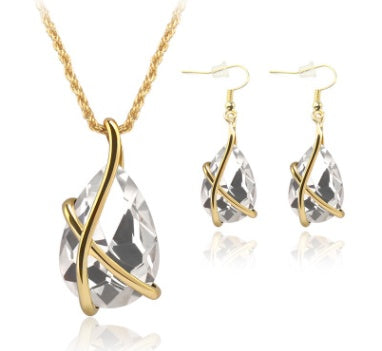 Criss Cross Pendant,  Necklace, and Earrings Set Nostalgic Crystal Holiday Party and Wedding Supplies