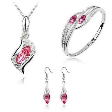 New Angel Elf Earrings Necklace Bracelet Three-piece Austria Crystal Jewelry Set