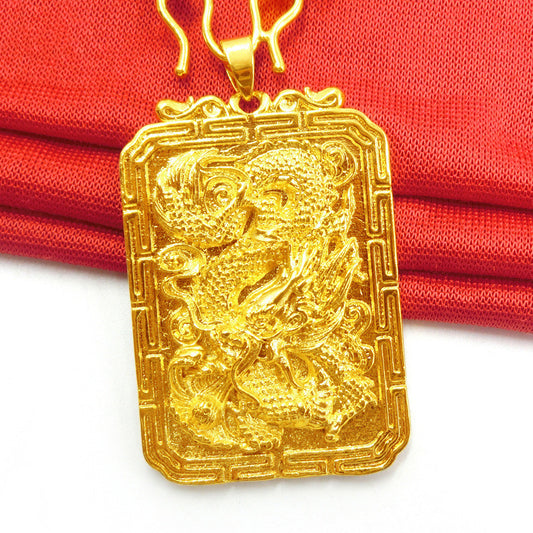 Mens Solid Zodiac Dragon Pendant