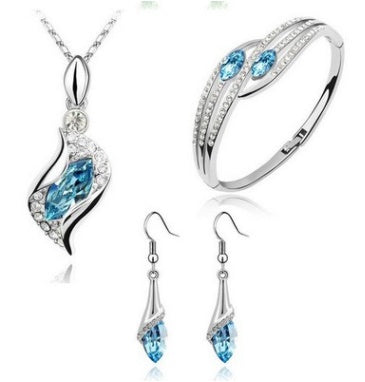 New Angel Elf Earrings Necklace Bracelet Three-piece Austria Crystal Jewelry Set