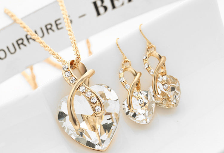 Heart-Shaped Austrian Crystal Zircon Earrings
