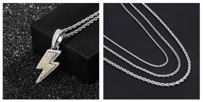 Fashion And Trendy Lightning Hip Hop Zircon Pendant