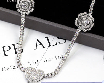 Moissani Hip-hop Personalized Rose Necklace Silver Set
