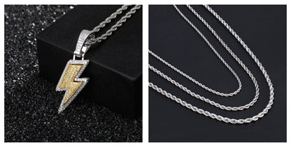 Fashion And Trendy Lightning Hip Hop Zircon Pendant