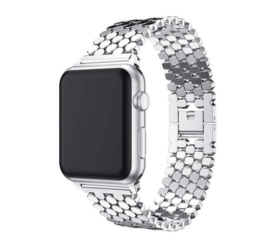 Scale Grain Zinc Alloy Five-bead Honeycomb Strap