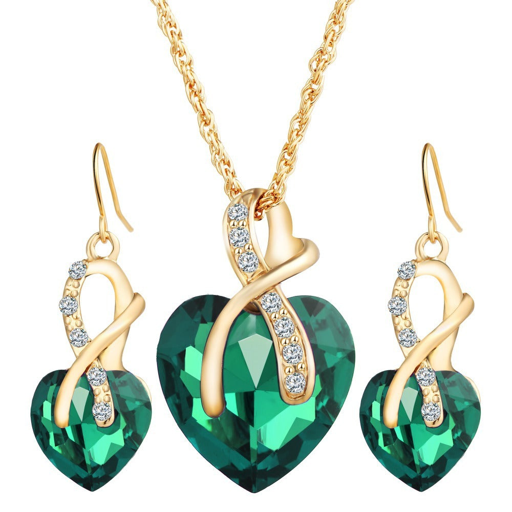 Heart-Shaped Austrian Crystal Zircon Earrings