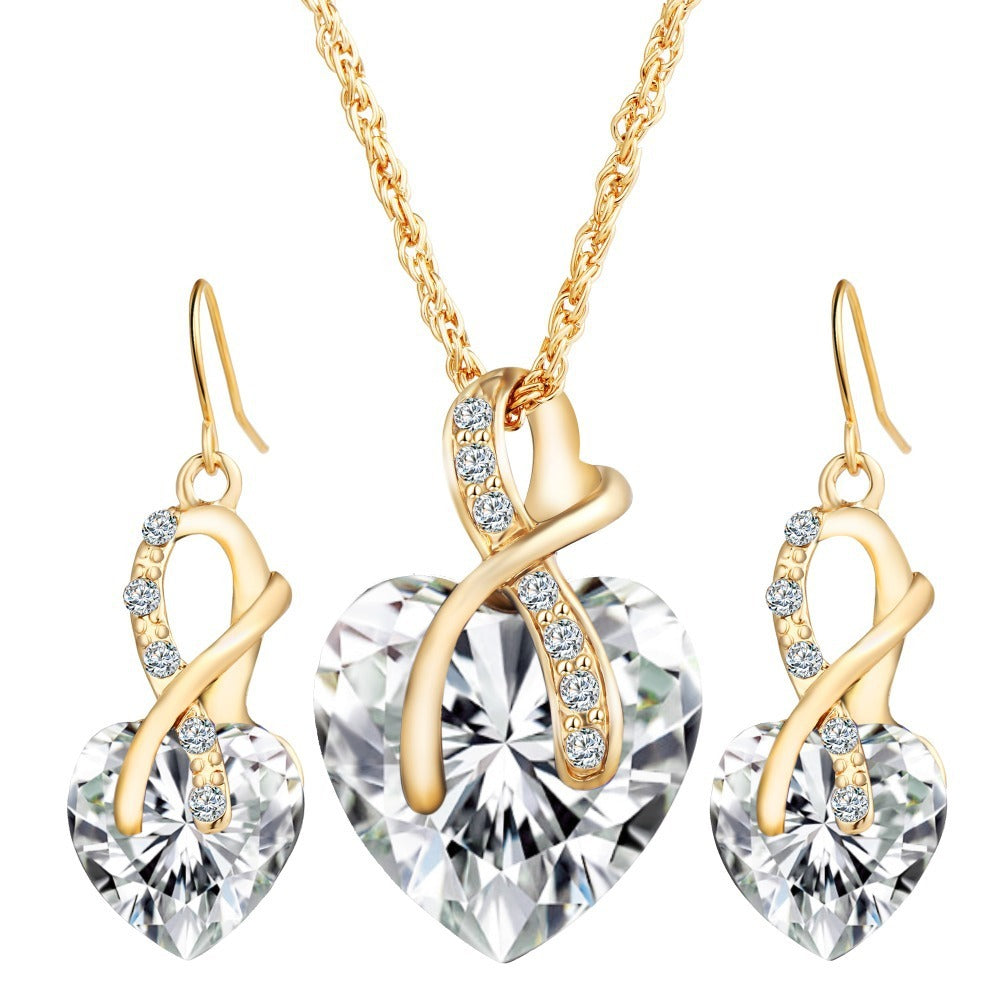 Heart-Shaped Austrian Crystal Zircon Earrings