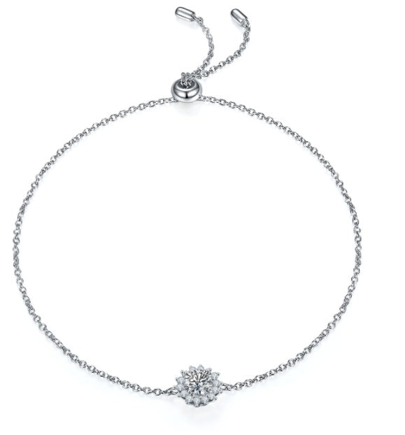 Silver Necklace Earring Bracelet Three Piece Set