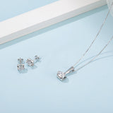 Sterling Silver Moissanite Stud Necklace Two Piece Set