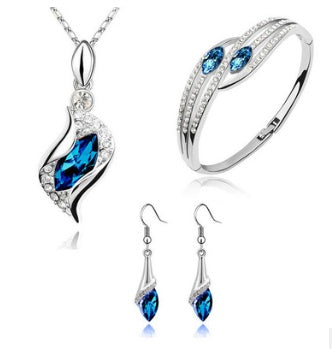 New Angel Elf Earrings Necklace Bracelet Three-piece Austria Crystal Jewelry Set