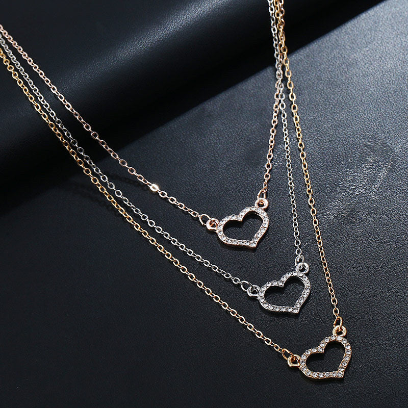Europe Earrings Necklace Set Love Diamond Pendant Necklace Fashion