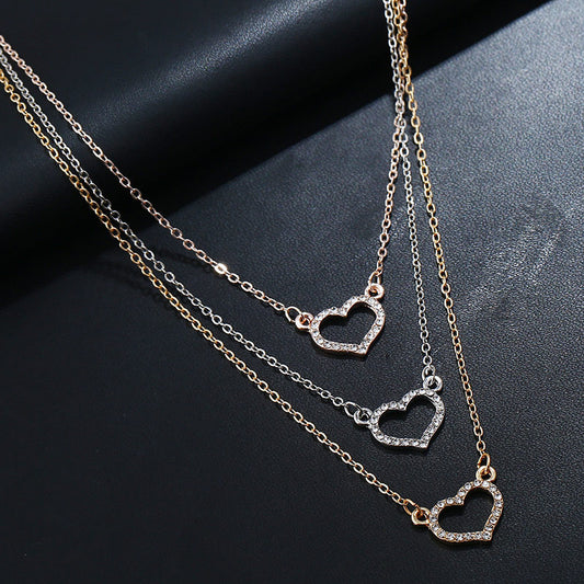 Europe Earrings Necklace Set Love Diamond Pendant Necklace Fashion