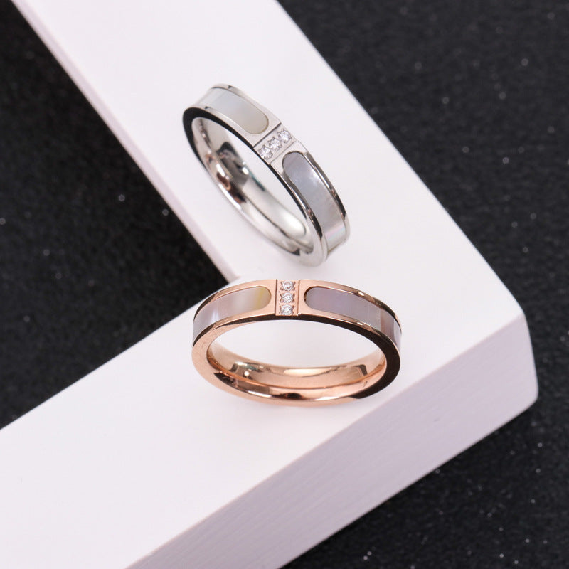 Fashion Three Diamond Shell Ring