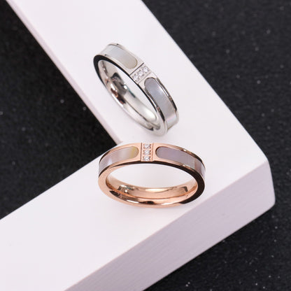 Fashion Three Diamond Shell Ring