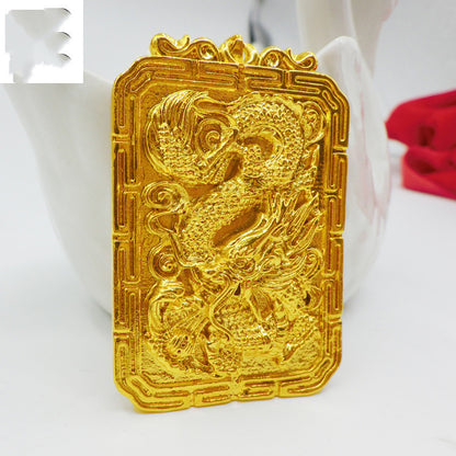 Mens Solid Zodiac Dragon Pendant