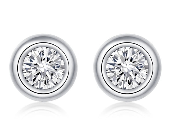 Round Pie Shape Sterling Silver Moissanite Jewelry Set