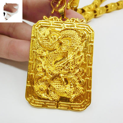 Mens Solid Zodiac Dragon Pendant