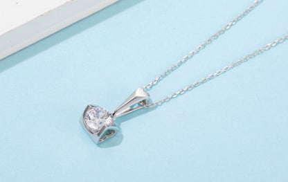 Sterling Silver Moissanite Stud Necklace Two Piece Set