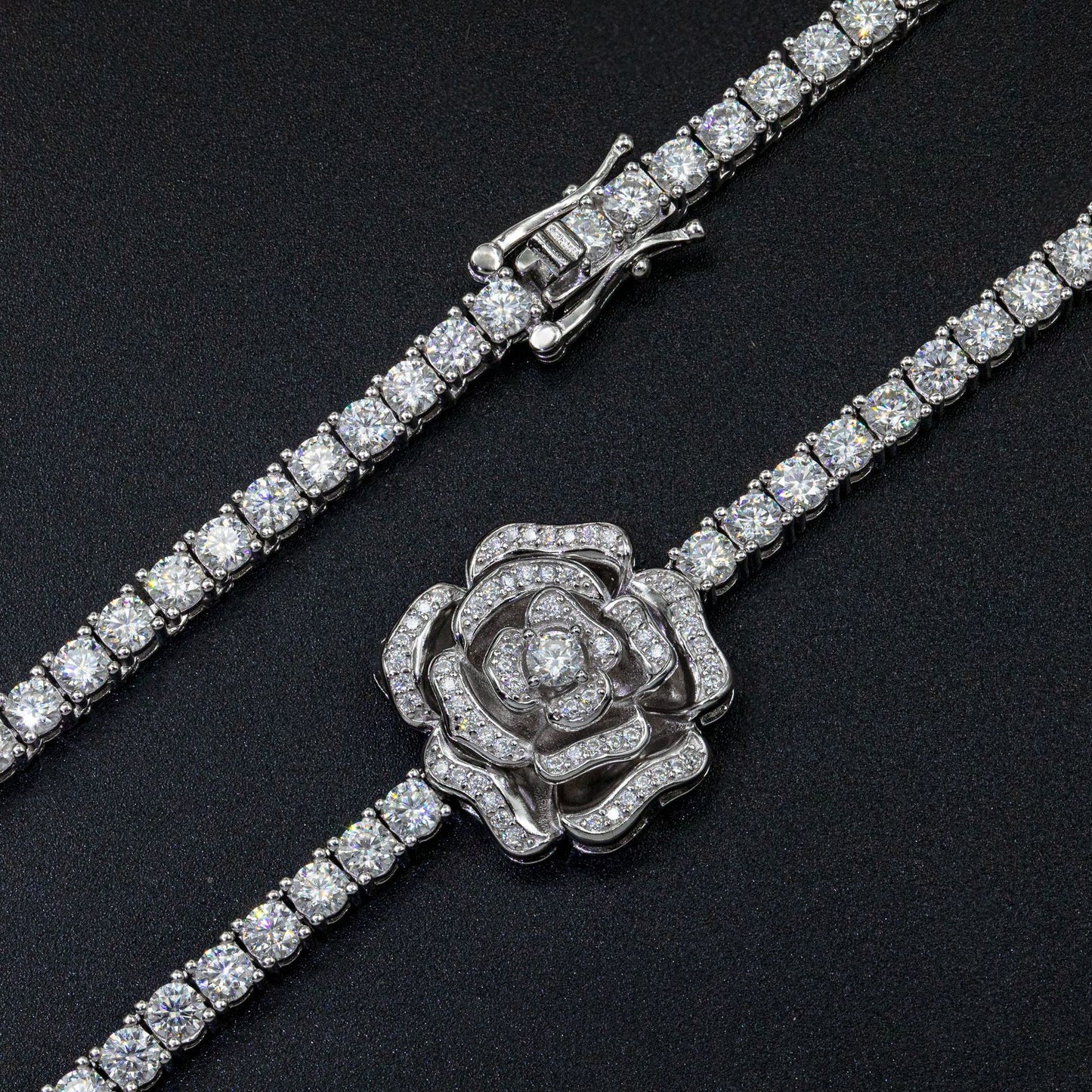 Moissani Hip-hop Personalized Rose Necklace Silver Set