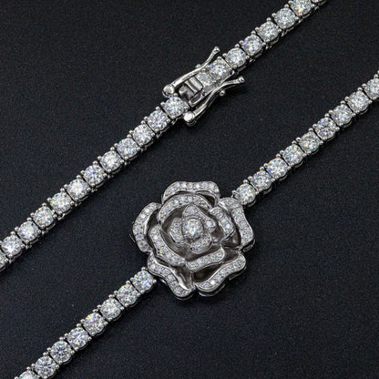 Moissani Hip-hop Personalized Rose Necklace Silver Set
