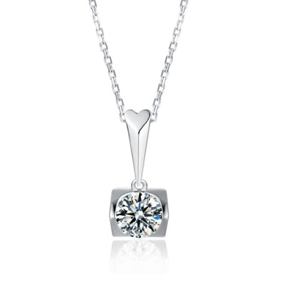 Sterling Silver Moissanite Stud Necklace Two Piece Set