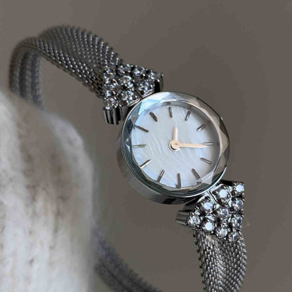 Woven Strap Retro Court Style Retro Gold, Round Small Watch For Women
