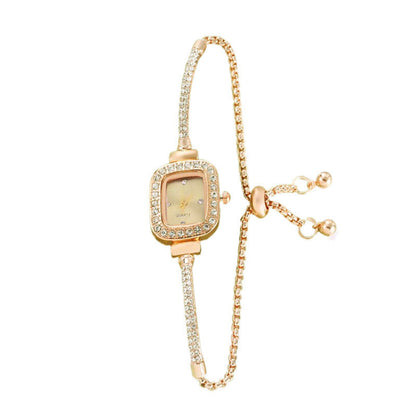 Pulling Rope Design Small Square Diamond Bracelet Watch