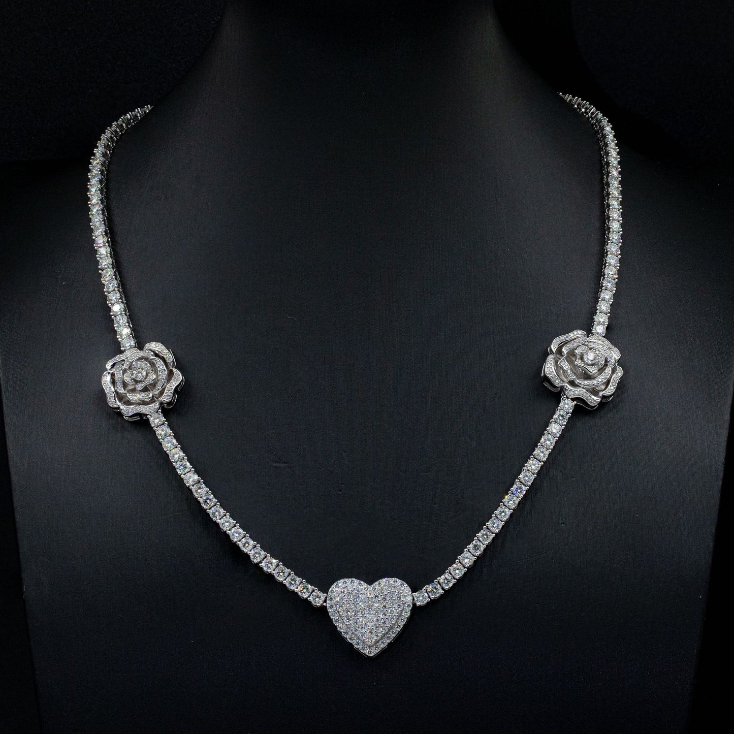 Moissani Hip-hop Personalized Rose Necklace Silver Set