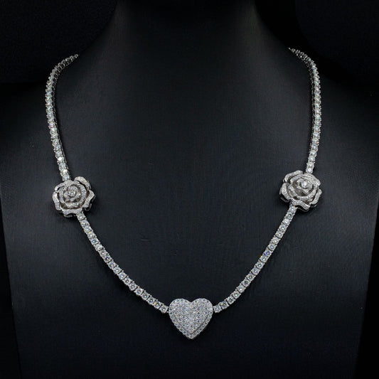 Moissani Hip-hop Personalized Rose Necklace Silver Set