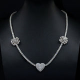 Moissani Hip-hop Personalized Rose Necklace Silver Set