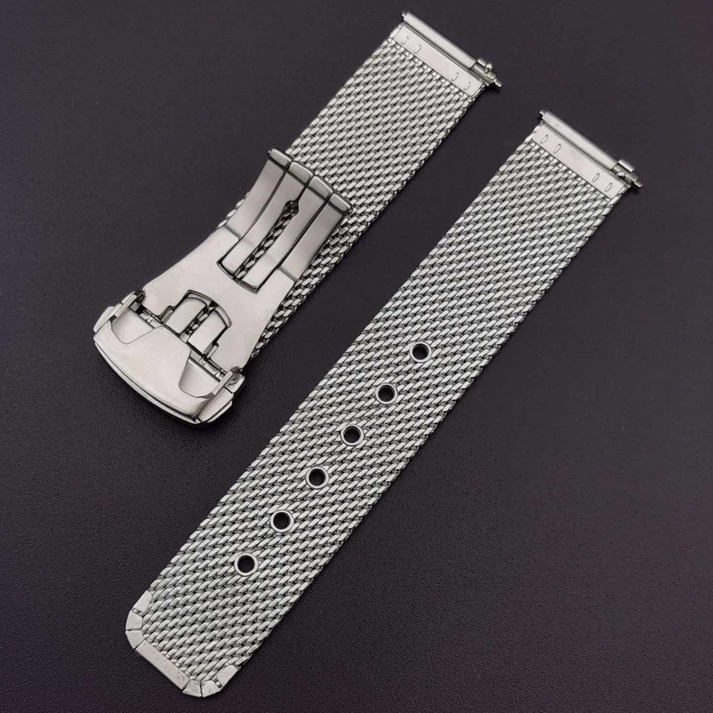 Folding Buckle Butterfly Clasp Stainless Steel Mesh Strap