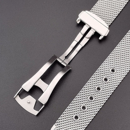 Folding Buckle Butterfly Clasp Stainless Steel Mesh Strap